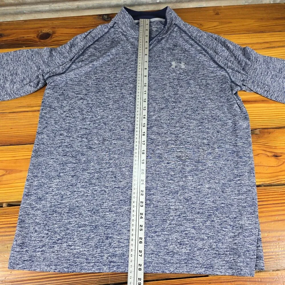Under Armour Heat Gear Lightweight 1/4 Zip Men Large Heather Blue Pristine!!